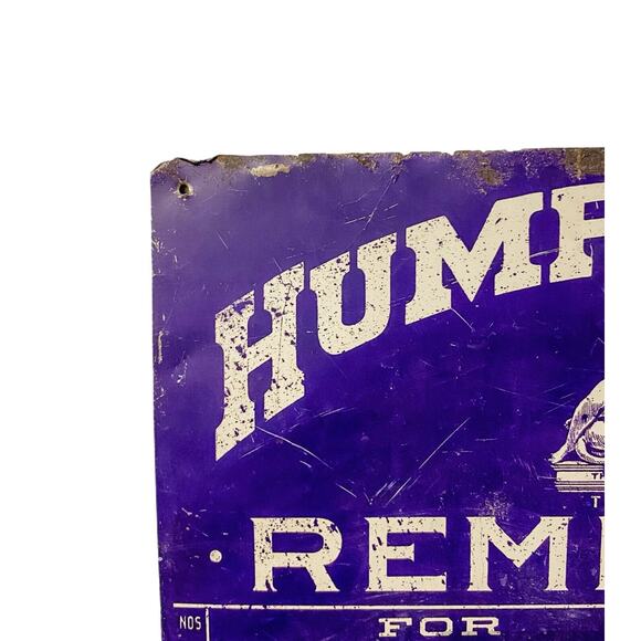 Antique Humphreys' Remedies Tin Sign from Display Medical Cabinet Door - Picture 4 of 7